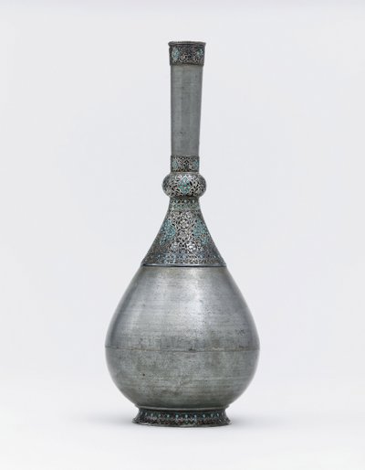 Bouteille en zinc montée en argent incrustée de turquoise ottomane - Ottoman School