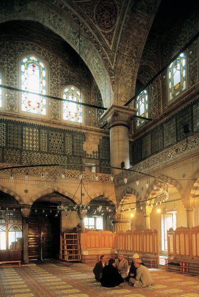Architecture, Art Ottoman : Intérieur de la Mosquée Bleue ou Sultanahmet Camii construite par Mehmet Aga (1609-1616). Turquie, Istanbul - Ottoman School