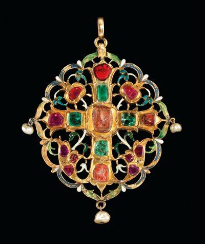 Reliquaire arménien serti de pierres précieuses et émaillé - Ottoman School