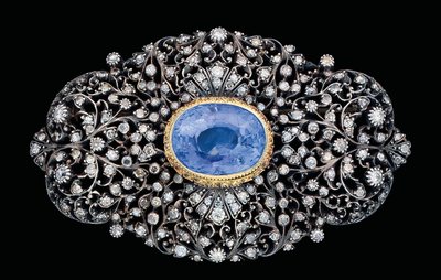 Broche ottomane incrustée de diamants et de saphirs - Ottoman School