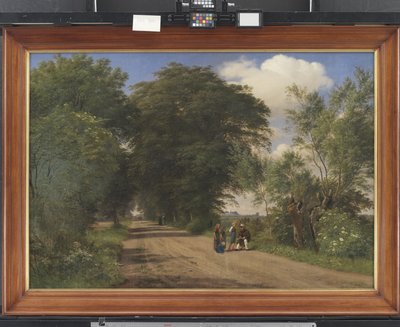Une route de campagne près du manoir de Vognserup, Zélande. Le peintre J.Th. Lundbye esquissant au bord de la route - P.C. Skovgaard