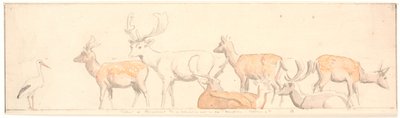 Un troupeau de cerfs et une cigogne - P.C. Skovgaard