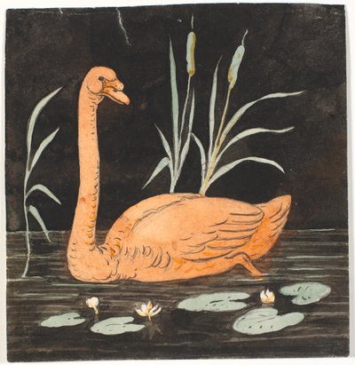 Un cygne sur fond noir. Esquisse décorative - P.C. Skovgaard