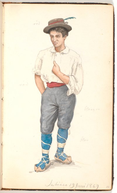 Homme italien avec chaussures lacées et chapeau à plumes - P.C. Skovgaard
