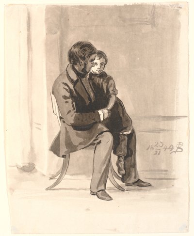 Johan Thomas Lundbye avec Olympia Freund sur ses genoux - P.C. Skovgaard