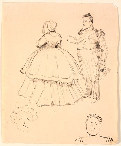 Caricature de Frederik VII et de la Comtesse Danner ; en bas de Christian VIII - P.C. Skovgaard