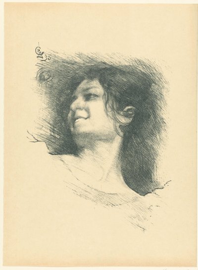 Tête de femme riant - P. Lapierre