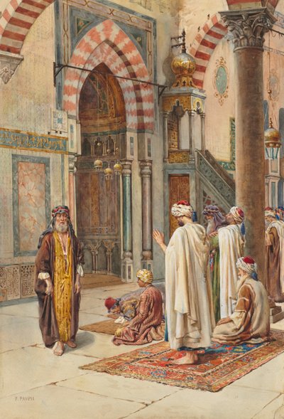 Musulmans en prière, fin des années 1800-début des années 1900 - P. Pavesi