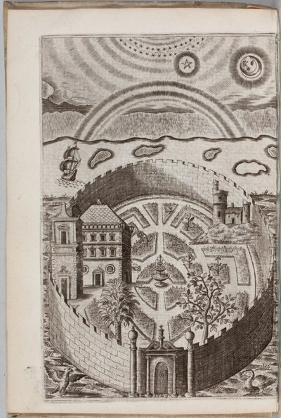 Illustration de "Partheneia Sacra : Ou Le Jardin Mystérieux et Délicieux des Parthenes Sacrés Symboliquement Exposé et Enrichi de Dispositifs et Emblèmes Pieux pour le Divertissement des Âmes Dévotes", par Henry Hawkins, 1633 - P. van Langeren