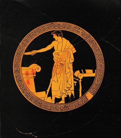 Jeune homme versant une libation sur un autel ... - Painter Makron