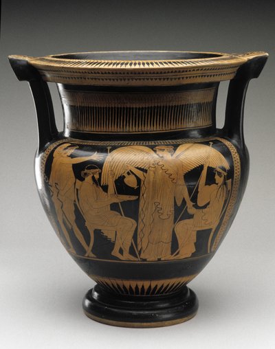 Cratère à colonnes à figures rouges avec scène de Zeus et Héra, 480-460 av. J.-C. - Painter Syriskos