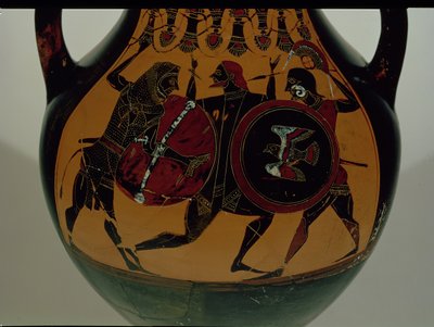 Amphore à figures noires attiques décorée d
