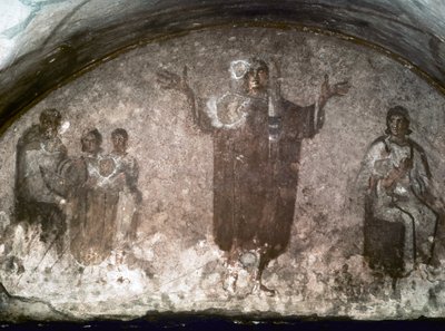 ART PALÉOCHRÉTIEN : Catacombe di St. Priscilla. Cubible de la Velata, fin du IIIe siècle (fresque) - Paleo Christian