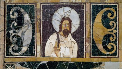 Marbre incrusté représentant le visage du Christ, artefact de Rome, Italie, période paléochrétienne - Paleo Christian