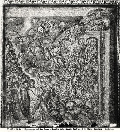 La traversée de la mer Rouge, de la nef centrale (mosaïque) (photo n/b) - Paleo Christian