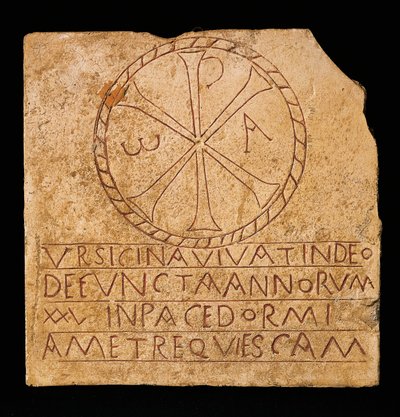Inscription chrétienne avec le monogramme du Christ, trouvée à Rome, période paléochrétienne, 4ème siècle - Paleo Christian