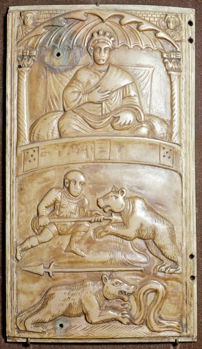 Jeux au cirque avec un ours (relief en ivoire, vers 400) - Paleo Christian
