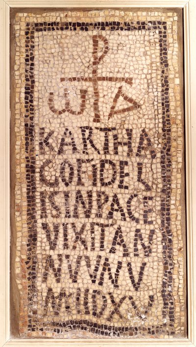 Antiquité paléochrétienne : mosaïque funéraire de Carthage, provenant des ruines de l