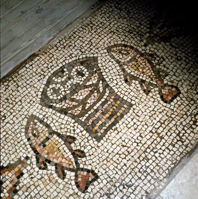 Le miracle des poissons et des pains, mosaïque - Paleo Christian