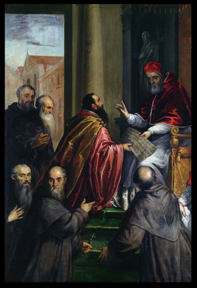 Le Pape Paul IV remettant un statut - Palma Il Giovane
