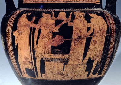 Cratère attique à figures rouges, détail, décoré d