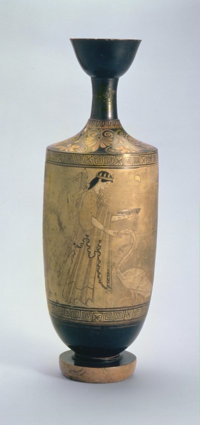 Lécythe attique à fond blanc avec Artémis et un cygne, vers 490 av. J.-C. (céramique) - Pan Painter