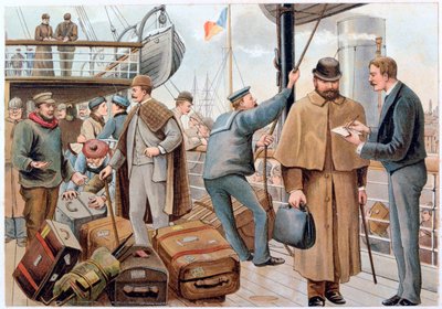 Passagers rejoignant un paquebot P&O sur la Tamise - PandO Pencillings