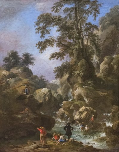 Paysage avec cascade et figures - Pandolfo Reschi