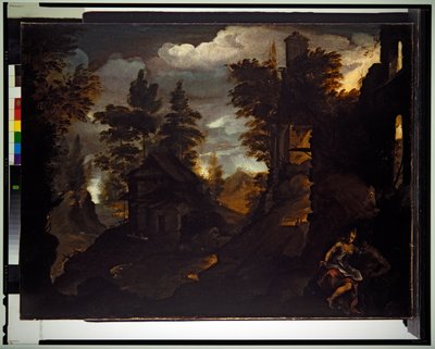 Une nymphe et un satyre près d