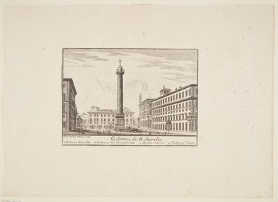 Colonne de M. Aurélio. 1. Palais Niccolini. 2. Palais du Vice-gérant. 3. Monte Citorio. 4. Palais Chigi - Paolo Anesi