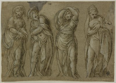 Quatre figures féminines drapées debout - Paolo Farinati