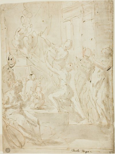 Figures à un autel ou sacrifice classique - Paolo Pagani