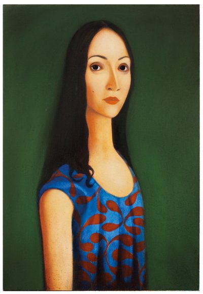 La robe bleue, 2017 (huile sur panneau de bois) - Paolo Perfranceschi