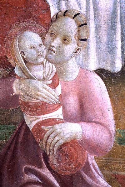 Les vies de la Vierge et de Saint Étienne, (détail) montrant une mère et un enfant, de la Cappella dell