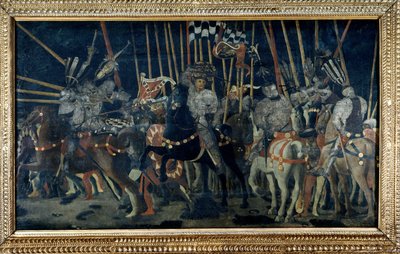 La contre-attaque de Micheletto da Cotignola (La bataille de San Romano). Deuxième épisode illustrant la contre-attaque de Micheletto da Cotignola. Peinture de Paolo di Dono dit Paolo Uccello (1397-1475) - Paolo Uccello