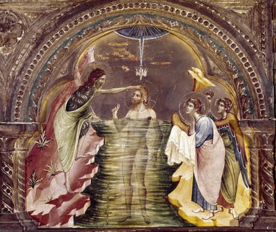 Le baptême de Jésus, détail du polyptyque de Santa Chiara - Paolo Veneziano