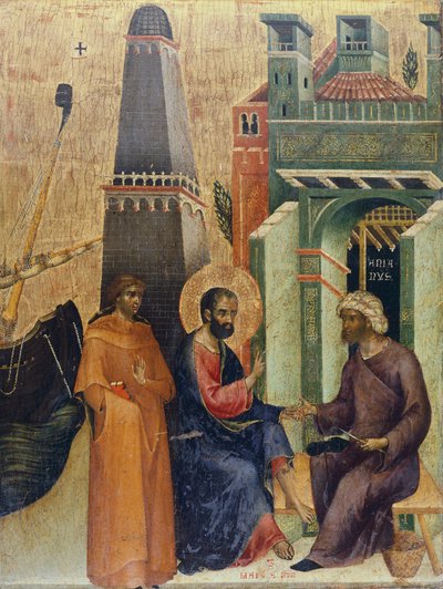 La guérison du vieil homme, détail du retable de la Marciana Weekday, par Paolo Veneziano (vers 1300-vers 1365) - Paolo Veneziano