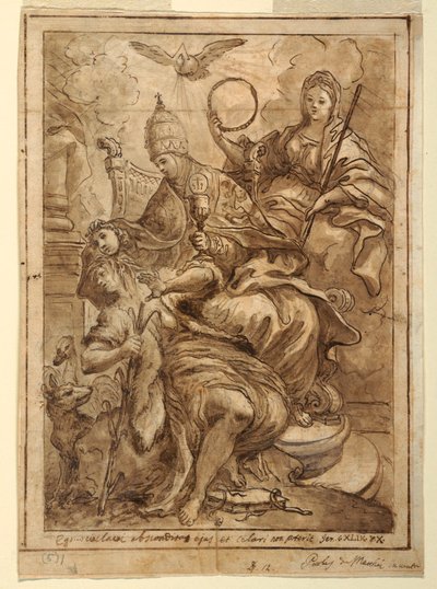 Dessin, Église triomphant de la fausseté, vers 1700 - Paolo de Mattheis