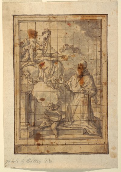 Dessin, Vierge et enfant en gloire, vers 1600-1700 - Paolo de Mattheis