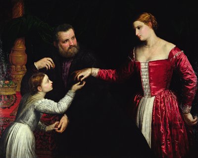 Une dame et un gentleman avec leur fille - Paris Bordone