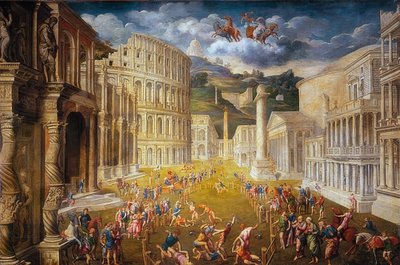 Combat de gladiateurs. Vers 1560 - Paris Bordone