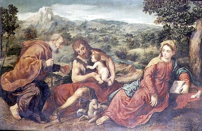 Sainte Famille avec Saint Jean-Baptiste dans un paysage - Paris Bordone