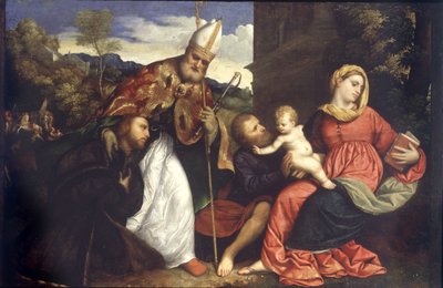 Sainte Famille avec Saint Ambroise présentant un donateur - Paris Bordone
