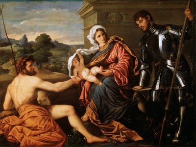 Madone et Enfant, Saint Jean-Baptiste et Saint Georges, début des années 1530 - Paris Bordone