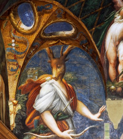 Actéon transformé en cerf par Diane, détail de la salle Diane et Actéon - Parmigianino