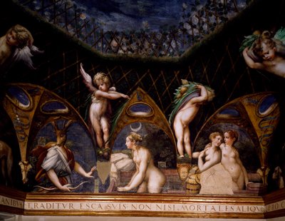 Diane transformant Actéon en cerf, scène du Mythe de Diane et Actéon - Parmigianino