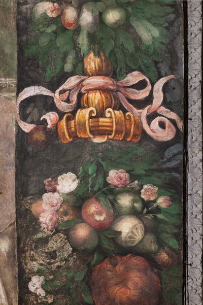 Détail de décoration avec fleurs et fruits, vers 1523 - Parmigianino