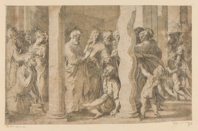 Saints Pierre et Jean guérissant un paralytique - Parmigianino (attributed to)