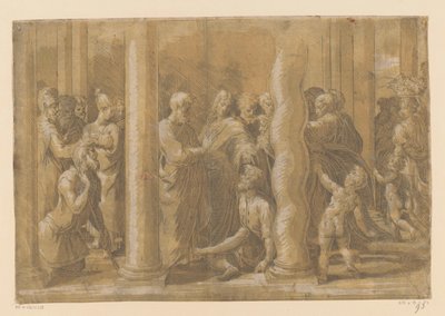 Saints Pierre et Jean guérissant un infirme - Parmigianino (attributed to)