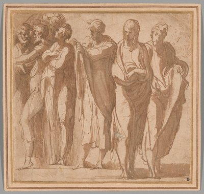 Groupe de neuf personnages debout - Parmigianino